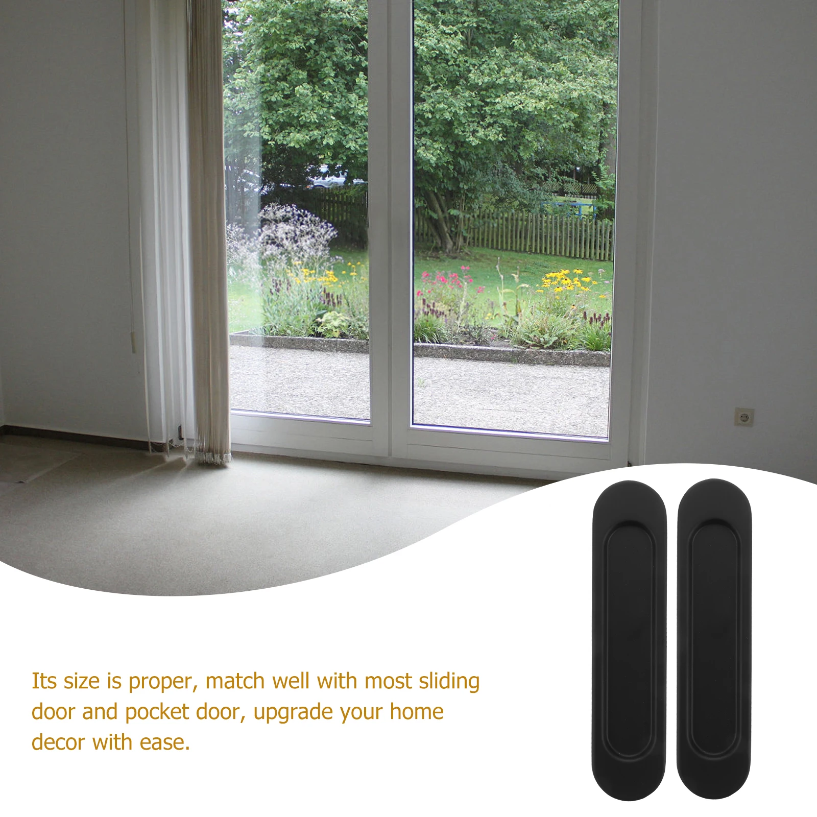 

2 pcs Black Hidden Handles Sliding Door Pulls Oval Proper Size Easy Install Farmhouse Modern Cabinet Hardware