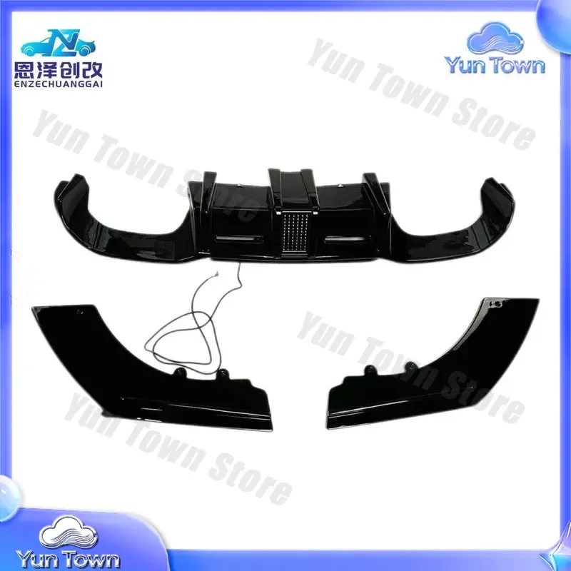 Custom for M2 F87 rear lip spoiler with square LED light rear diffuser bright black carbon fiber pattern automotive
