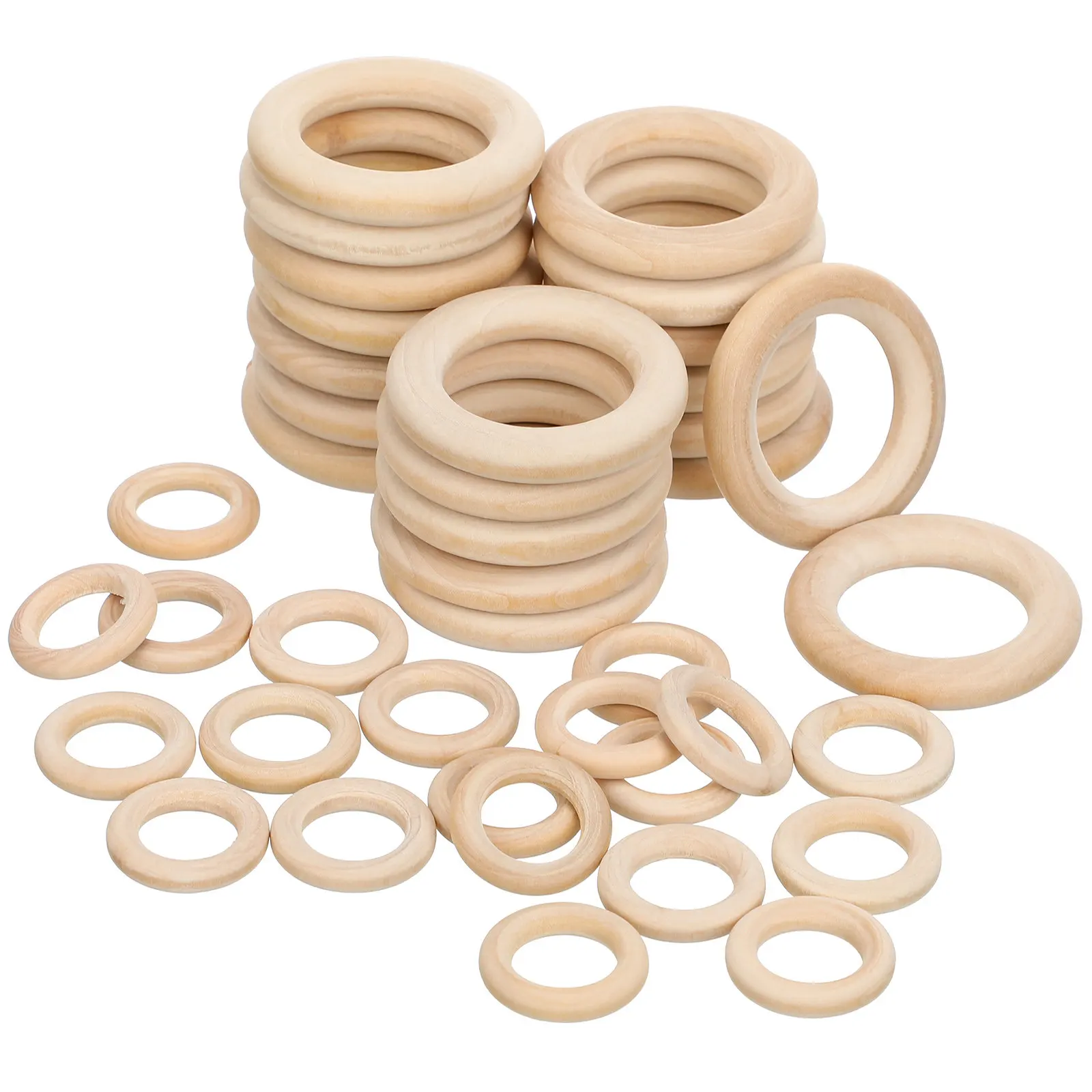 40Pcs Jewelry Accessories Unfinished Wood Rings Smooth Blank Hoops for DIY Crafts Macrame Curtain Hanging Basket Decoration view 3