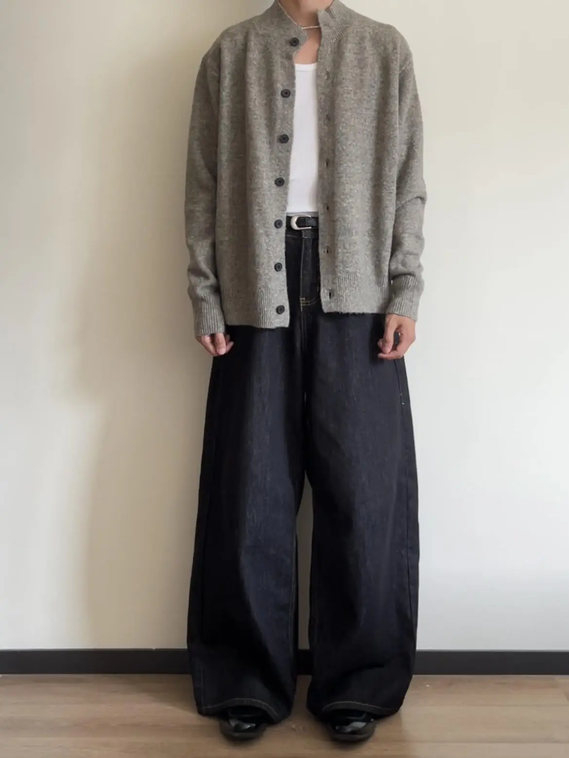 

Корейский вязаный кардиган-жакет с высоким воротником для мужчин: свободный, универсальный свитер на осень-зиму, премиум-класс