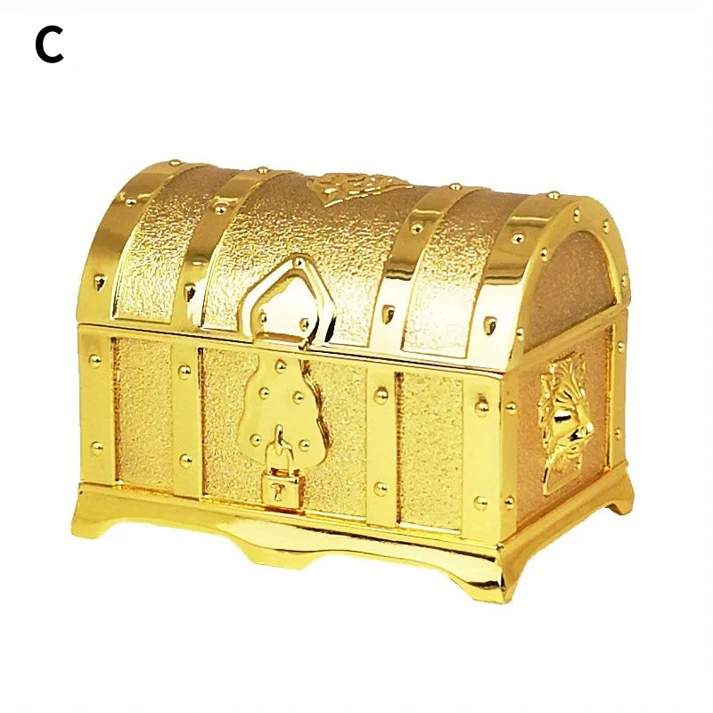 1PC European-style Retro Pirate Undead Treasure Box Metal Crafts Small Jewelry Box Jewelry Storage Treasure Box