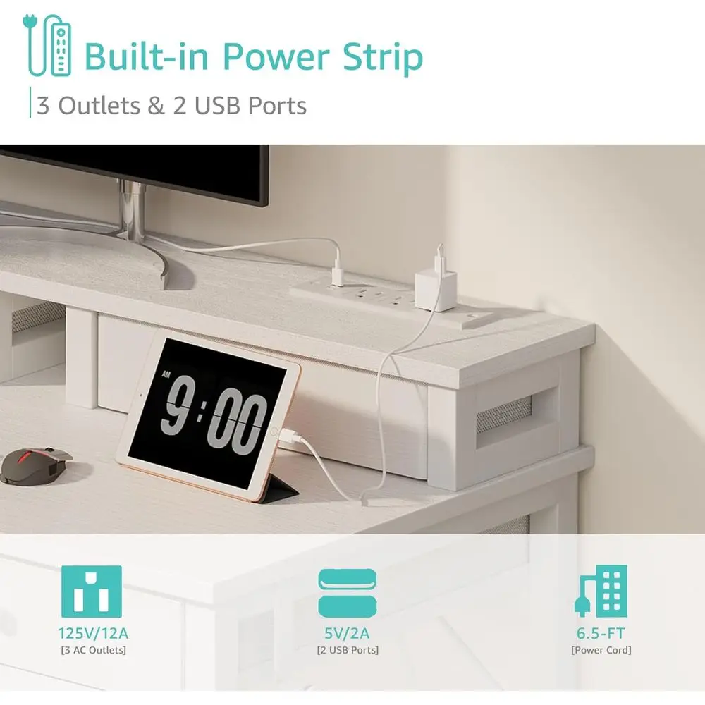 Small White Desk with Fabric Drawers for Bedroom, 32 inch Vanity Makeup Desk with Drawers Storage for Home Office, Writing Study