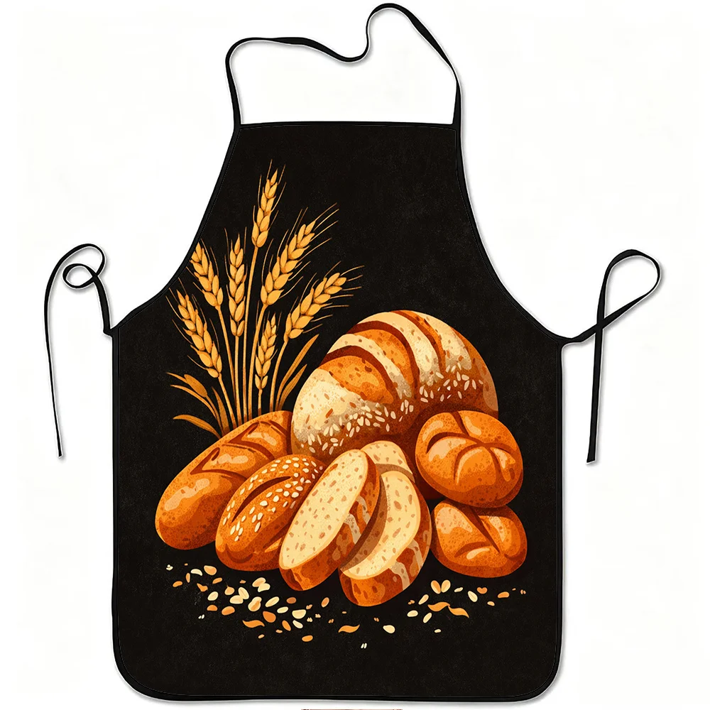 Fresh Bread & Wheat Apron, Vintage Bakery Baking Kitchen Bib, Rustic Cooking Gift for Women Mom Baker Home Decor