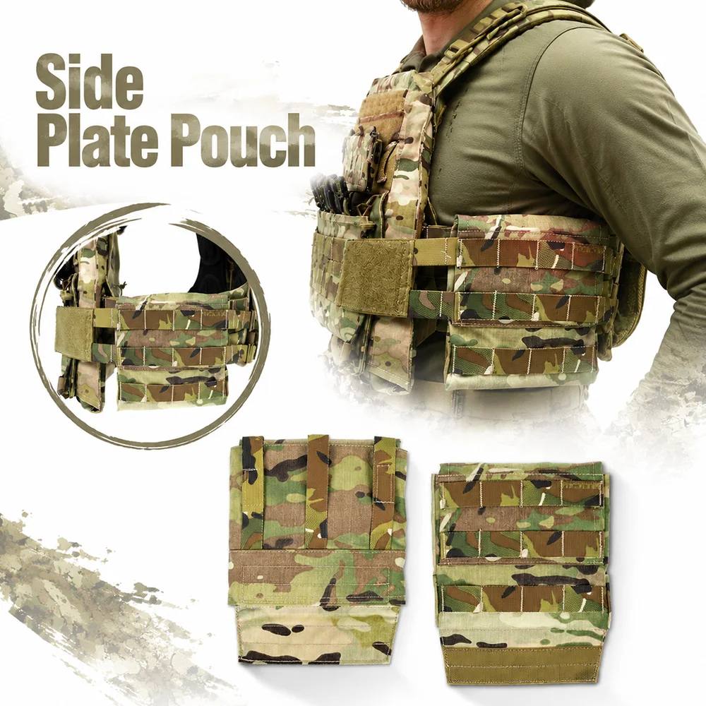 

1 Pair AVS H Harness Side Plate Pouch 6X6 Side Plate Sleeve with Foam Board Inserts Tactical Vest MOLLE Side Protective Pouch