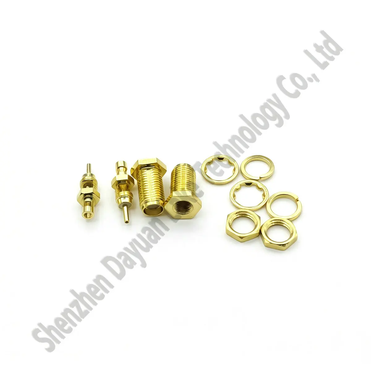 SMA Male Female RF Connector Welded Two Windows  SMA O-ring Bulkhead Straight Connector 50ohm RG178 / 1.13 Cable Brass