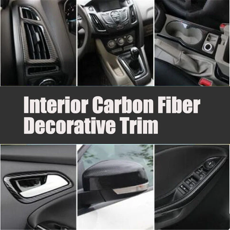 Car Styling Accessories Interior Carbon Fiber  Decorative Trim Sticker trim case For Ford Focus 3 mk3 Sedan Hatchback 2012-2014