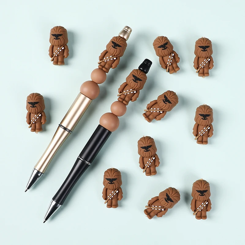 5pcs cartoon Master Yoda Darth Vader Chewbacca 3D focal Silicone beads Teether Jewelry Beads Food Grade For pen Pacifier Chain