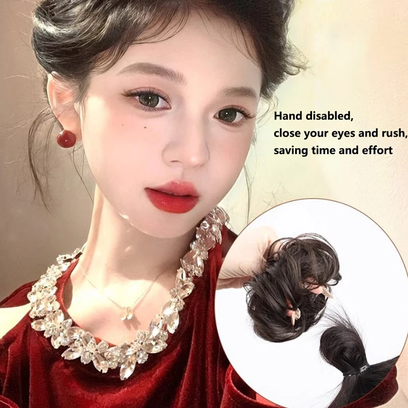 Synthetic Hair Bun Fluffy Curly Lifelike Wig Elastic Ponytail Hairstyling Fixator Hair Extensions For Women