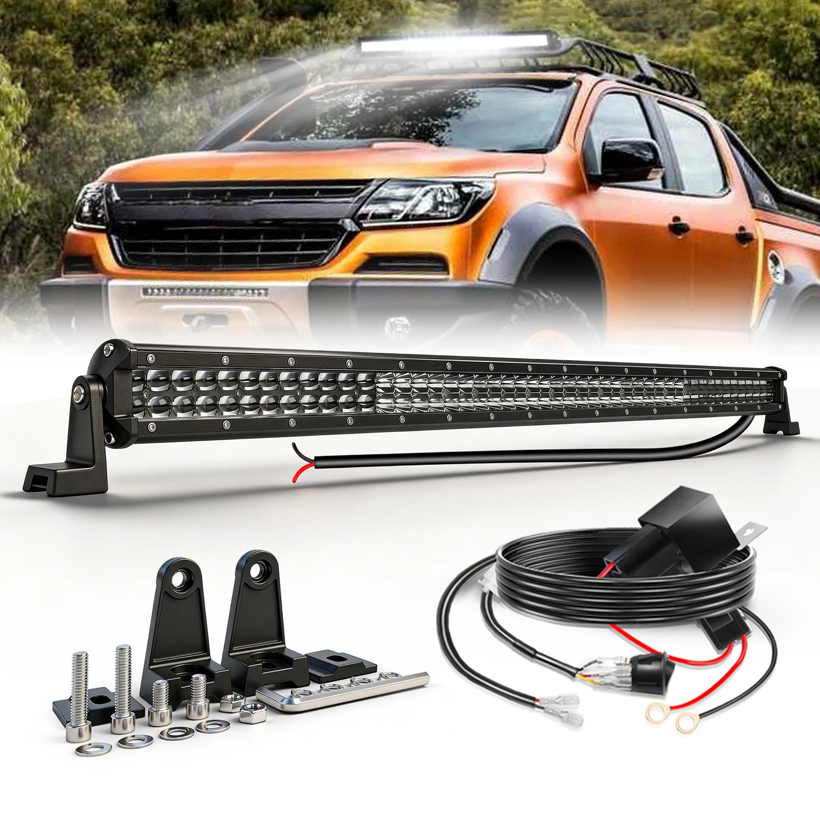 Barre lumineuse LED UNISHINE 15/20/24/33/42 pouces avec kit de câblage, double rangée, faisceau combiné spot et large, éclairage tout-terrain, IP68