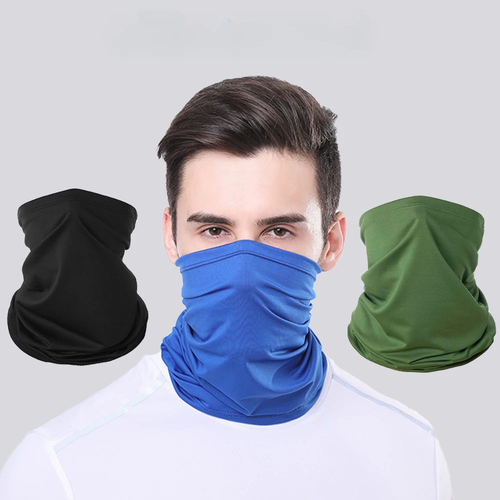 Bandana de Color liso para hombre, bufanda de protección facial de alta elasticidad, sin costuras, para ciclismo y montañismo