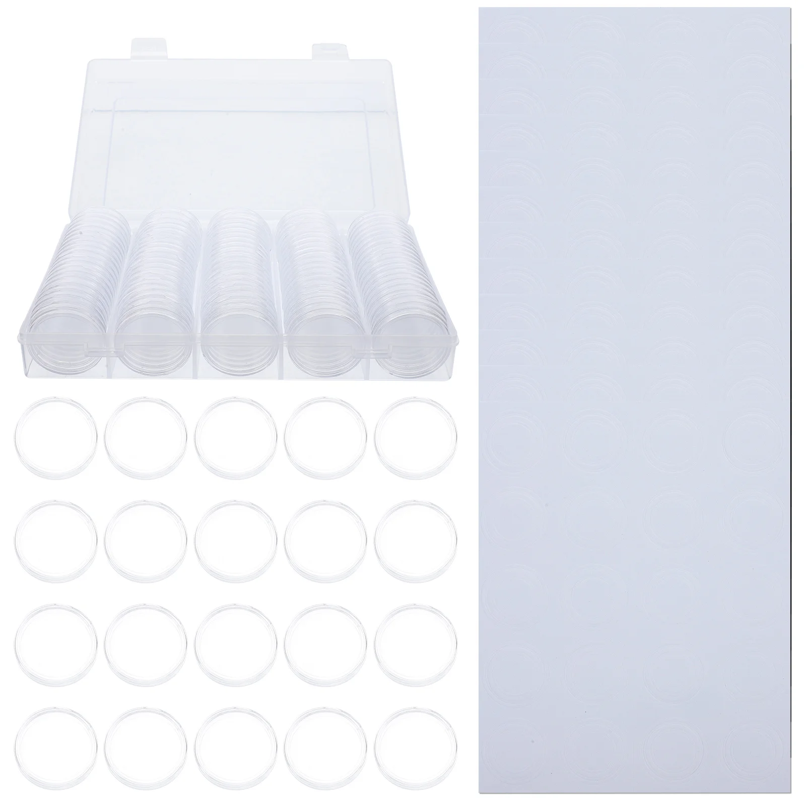 1Set Coin Storage Box Transparent PP Coin Holder Clear Round Case Coins Display Protective Case for Collector Use