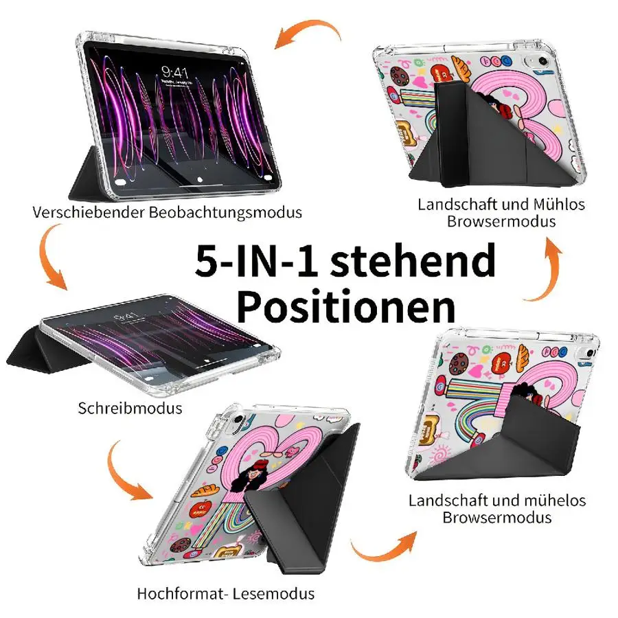 Cartoon Pajama Girl Tablet Case For iPad Pro 11th 10th 9th 8th 7th 12.9inch Air 4 5 M3 M2 1 2 M4 11inch Mini 6 7 Pro 2025 Y-Fold