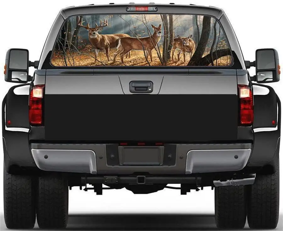 147cm x 46cm Rear Window Sticker - Forest Deer Family Graphic Decal for Jeep Truck SUV