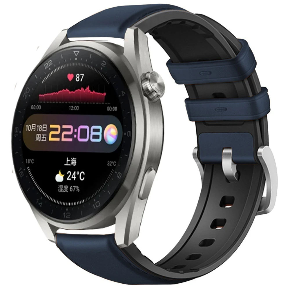 Ремешок силиконовый для Huawei GT2 GT3 Pro 46 мм, кожаный сменный Браслет для часов Honor Magic 1 2 Watch 3 Pro, 22 мм
