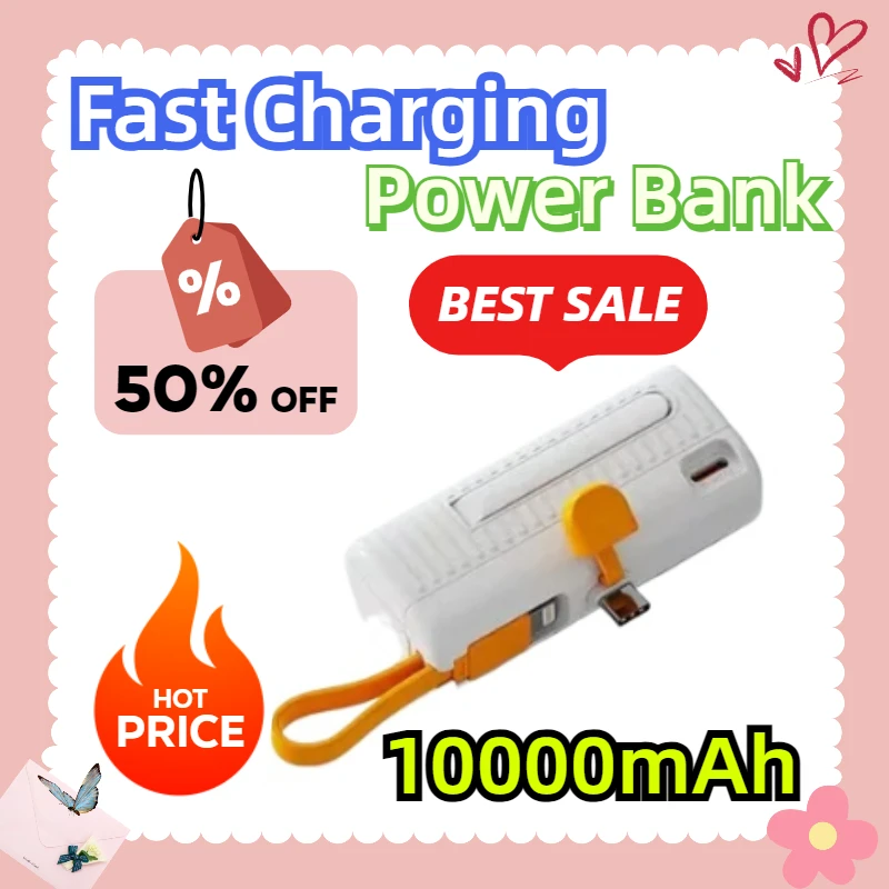 

For IPhone Type-c 10000mAh Mini Wireless Power Bank High Capacity Fast Charging Mobile Power Supply Emergency External Battery