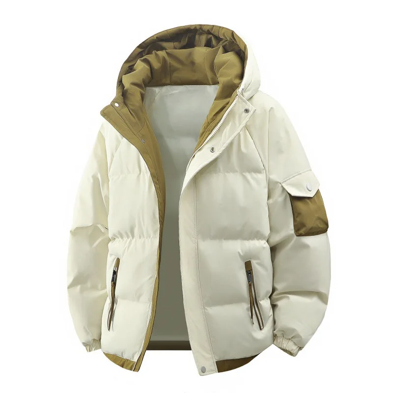 

Men Winter Parkas Thick Jacket Coats Male Black Khaki Warm Male Coat Padded Jacket Fashion Men Casual Solid Color Hooded Parkas