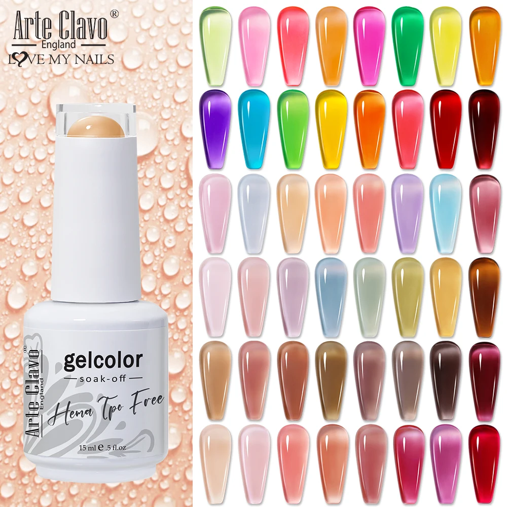 Esmalte em Gel Semi-Permanente Arte Clavo 15ml, Cores Branco, Vermelho, Roxo, Natural, Transparente, Nude, Arte para Unhas, Removível com UV LED