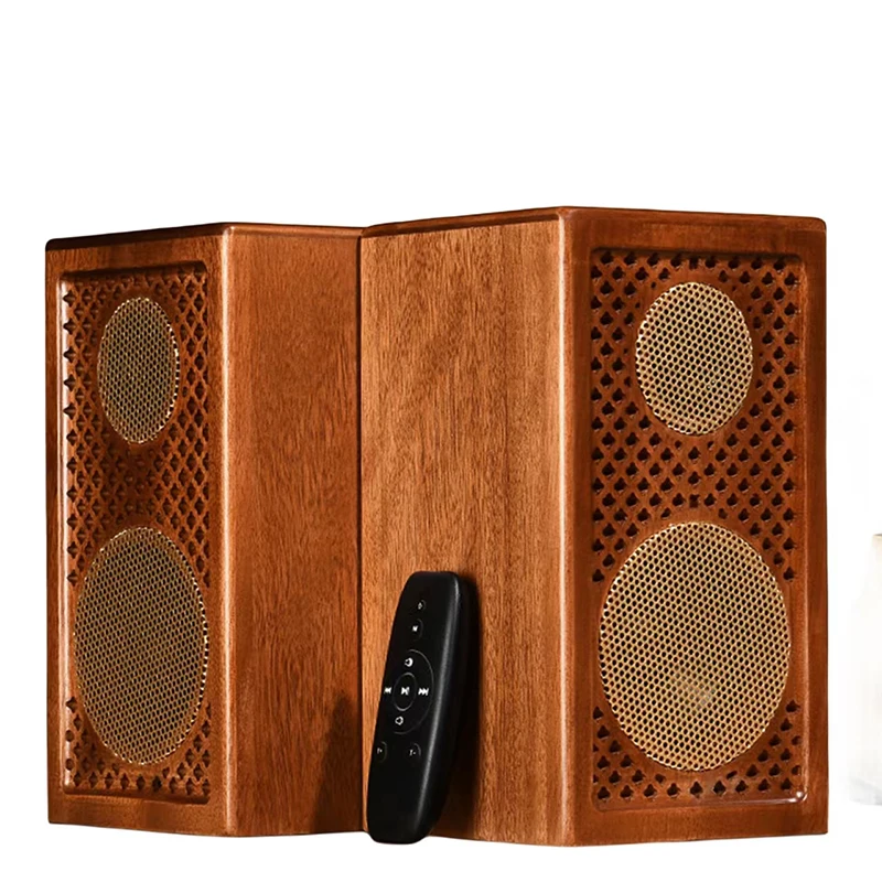 

Bluetooth-колонки для книжной полки HiFi Stereo, натуральное дерево, винтажный дизайн, 70 Вт.