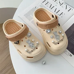 DIY Diamond Pearl Chain Shoe Charms Clogs Slides Sandals Garden Shoes Decorations Charm Set Accessories Kids Gifts