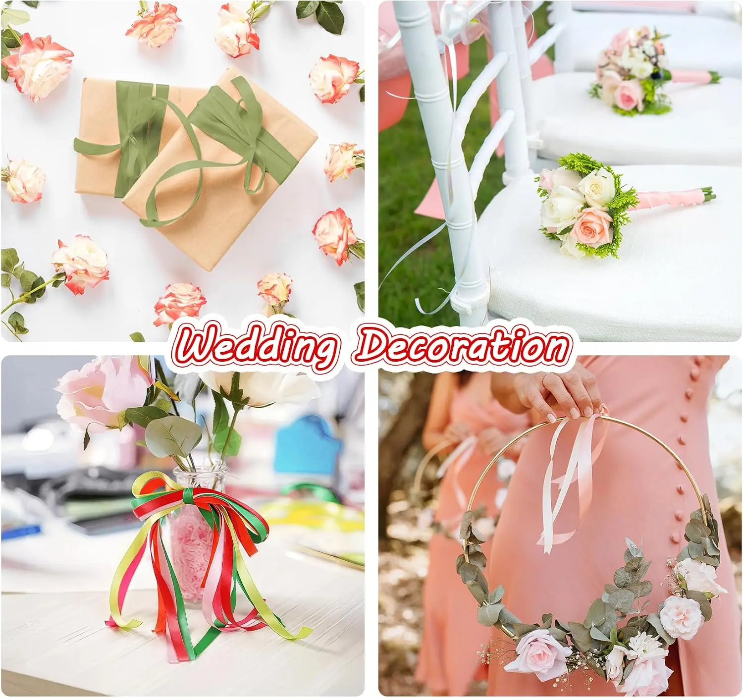 Zufällige Farben, 16 Rollen, 6 mm, Satinband-Set aus Polyester, mehrfarbige, glatte, glänzende Bänder, zum Basteln von Schleifen, zum Verpacken von Geschenken, für Blumenarrangements, als Dekobänder für Hochzeiten und Partys. – Detail 4