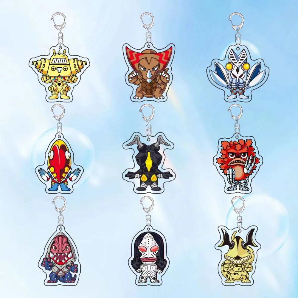 New Ultraman Key Buckle Monster Series Anime Peripheral Originality Q Version Acrylic Schoolbag Pen Case Pendant Holiday Gift