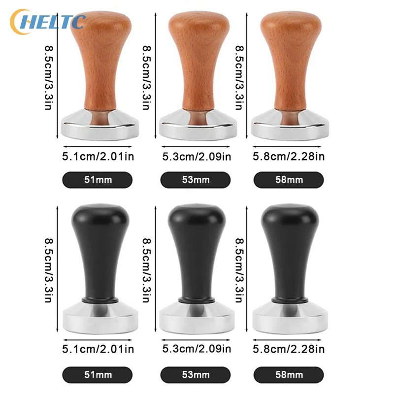 

1 шт. пресс для кофейного порошка 51/53/58 мм, высококачественная деревянная ручка с основанием из нержавеющей стали для концентрированного эспрессо, прочная кухня