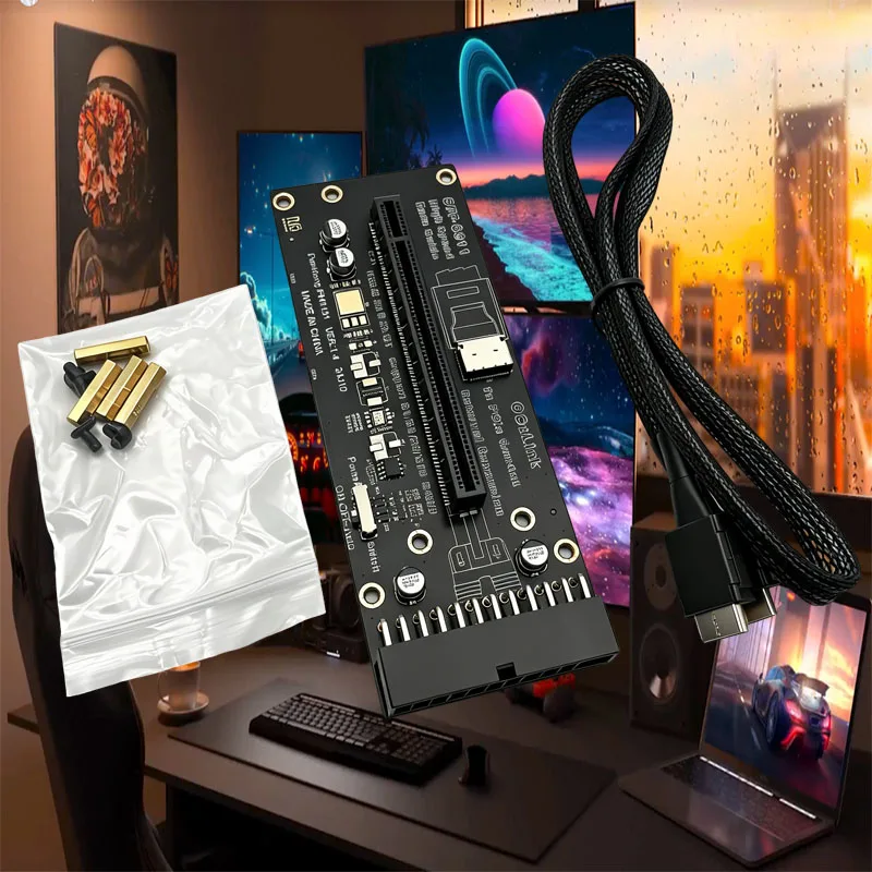 pcie-40-x16-gen4x4-riser-card-oculink-sff-8612-24pin-power-supply-with-power-start-synchronization-switch-for-gpu-gaming-design