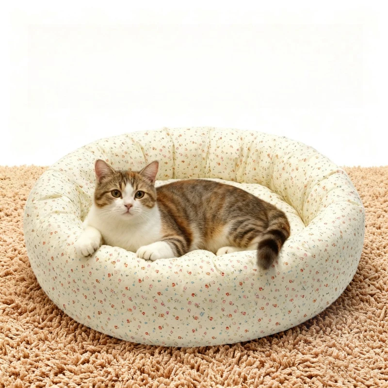 

Japanese Floral Pet Nest Universal Comfortable Round Sleeping Pet Bed Convenience Cute Pet Products Cama Para Perro XY40CWC