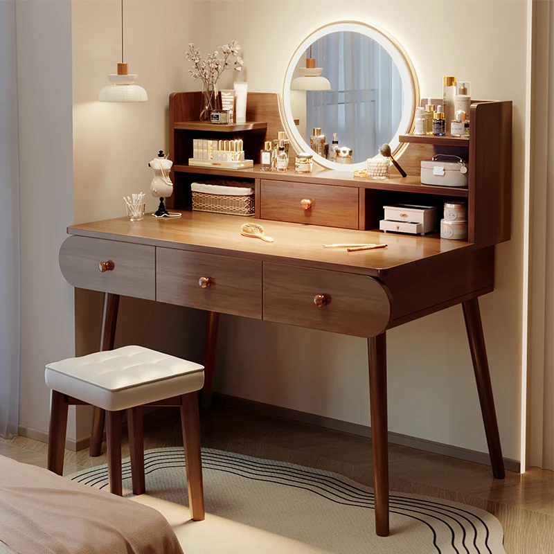 

Drawers Mirror Dressing Table Stool Bedside Study Makeup Dressing Table Wood Comfortable Vestidores Lounge Suite Furniture