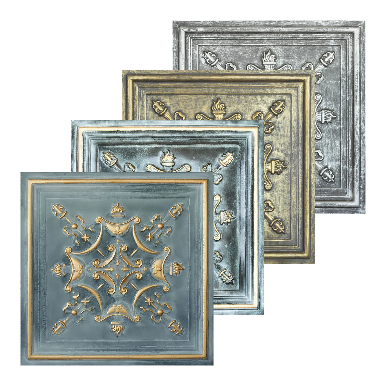 

10 шт. Прессованные жестяные потолочные плитки с 3D-рельефом, стеновые панели для книжных магазинов PL07