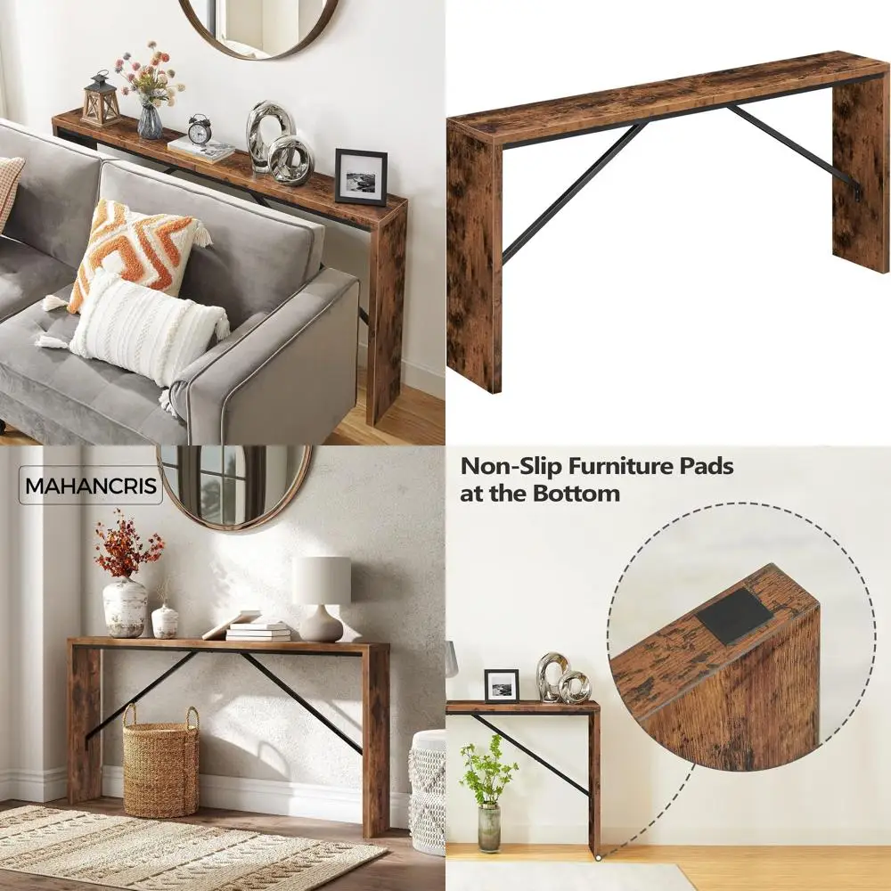 

62.2 Длинный диван-консоль, узкая прихожая, фермерский дом, обеденный стол с угловым металлическим каркасом