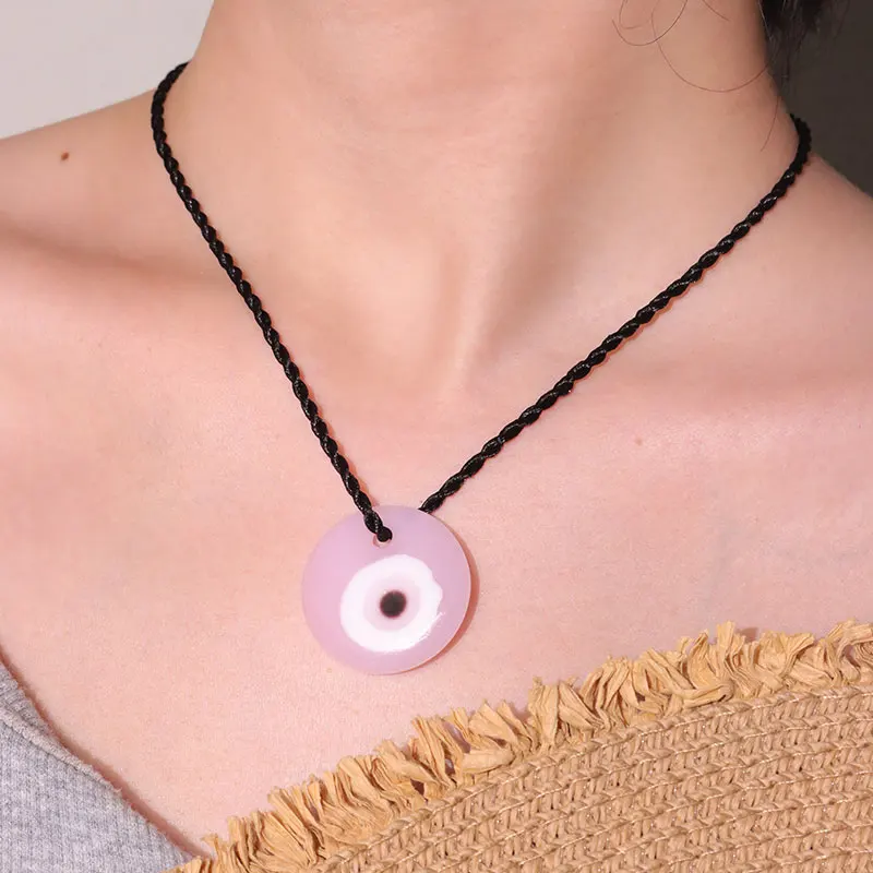 Water Droplet Heart Star Round Glass Colorful Evil Eye Pendant Necklace for Women Men Party Couple Jewelry Gift 2023 NEW