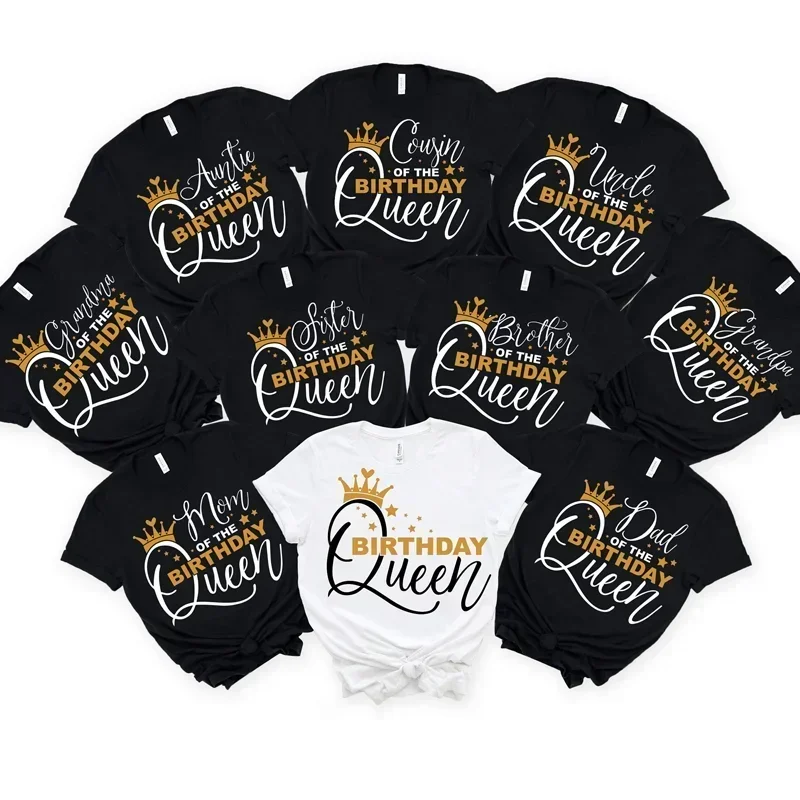 Birthday Party Graphic Clothing Oversized TopsBirthday Family Women Men T-shirts Birthday Queen Summer Clothing Women's T-Shirt