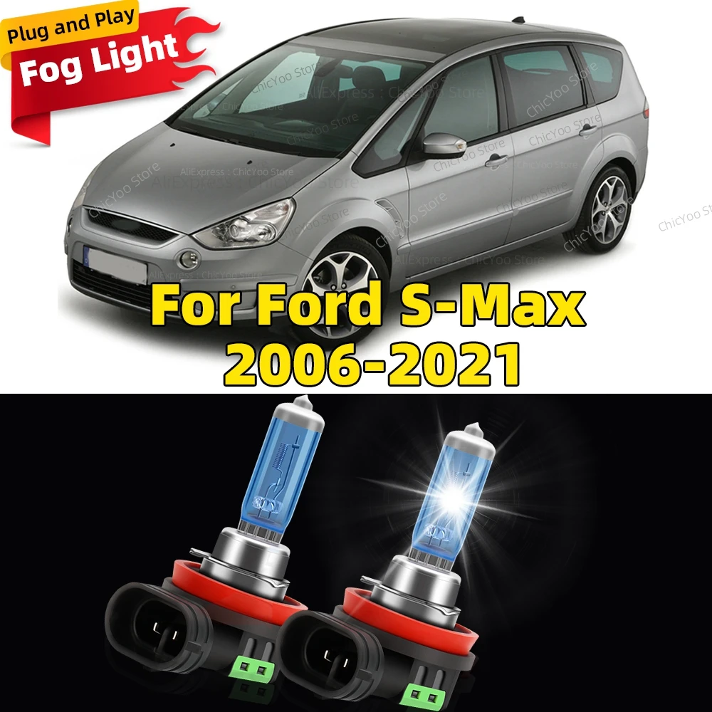 2Pcs Super Bright 6000K Front Fog Light Halogen Bulb Canbus Car Lamp Fit For Ford S-Max 2006-2021 2007 2008 2009 2010 2011 2012