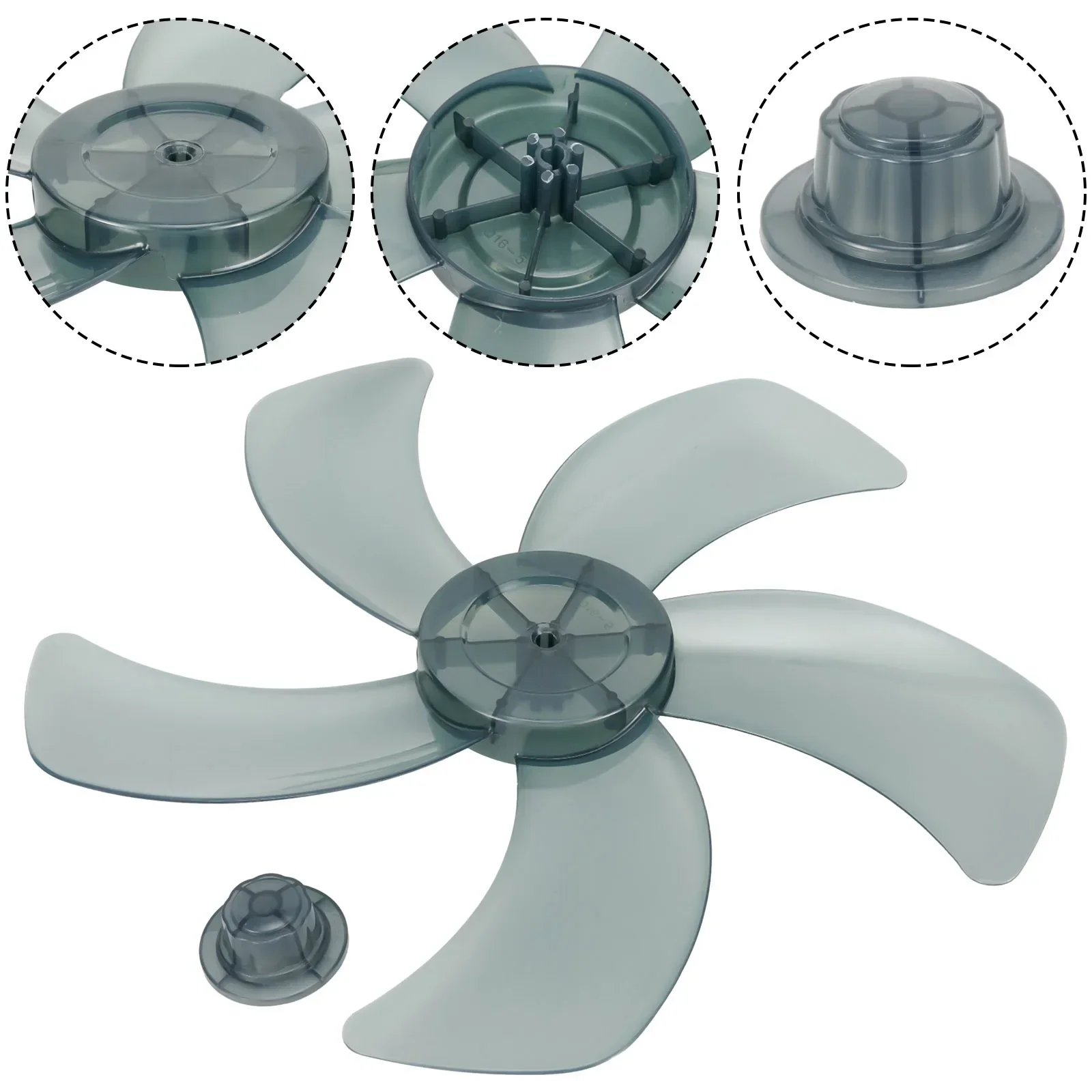 16Inch 5 Leaves Plastic Fan Blade Electric Fan Accessories Household Standing Pedestal Fan Blade Table Fanner With Nut Cover