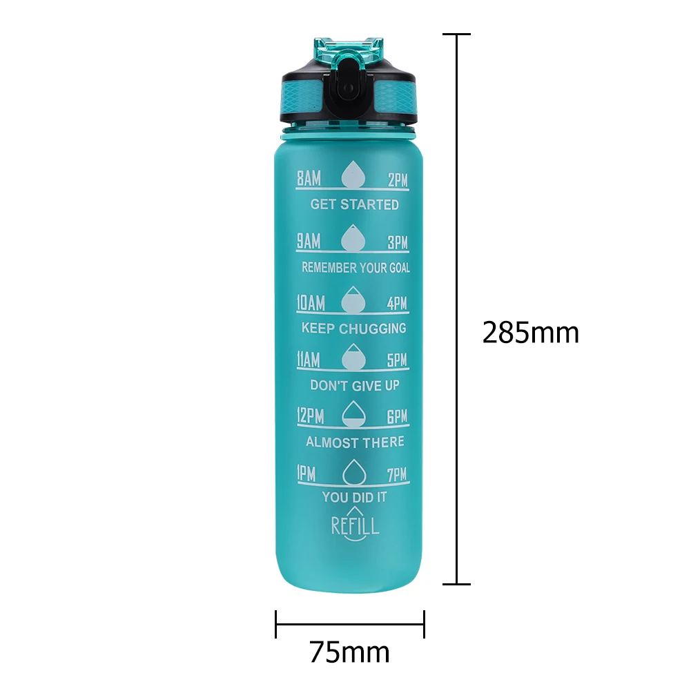 1000Ml Sports Water Bottle With Straw Time Marker Outdoor Camping Cup Student Drinking Water Cup Leakproof Portable Cups