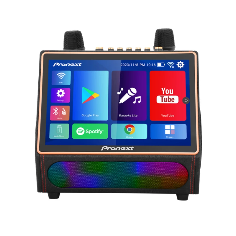 

Factory Price Supply Dual 5.25'' Woofer 2-Way 40W Android 12 Live OTG Powerful Rechargeable All-In-One Karaoke Machine