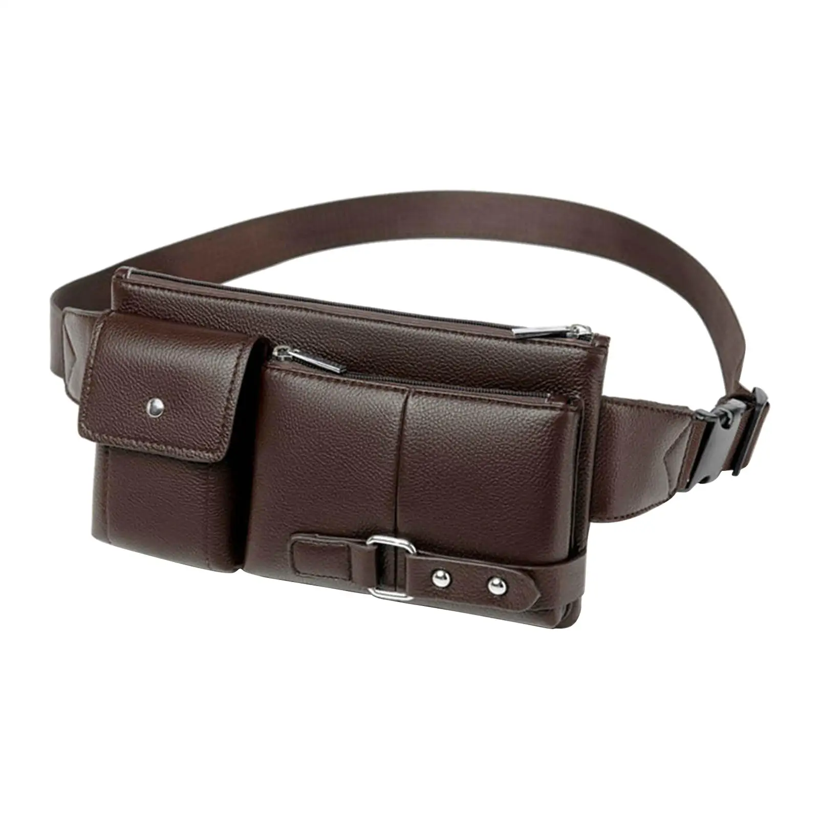 PU Leather Fanny Pack for Women Men Adjustable Waist Bag Chest Sling Crossbody Travel Hiking Casual