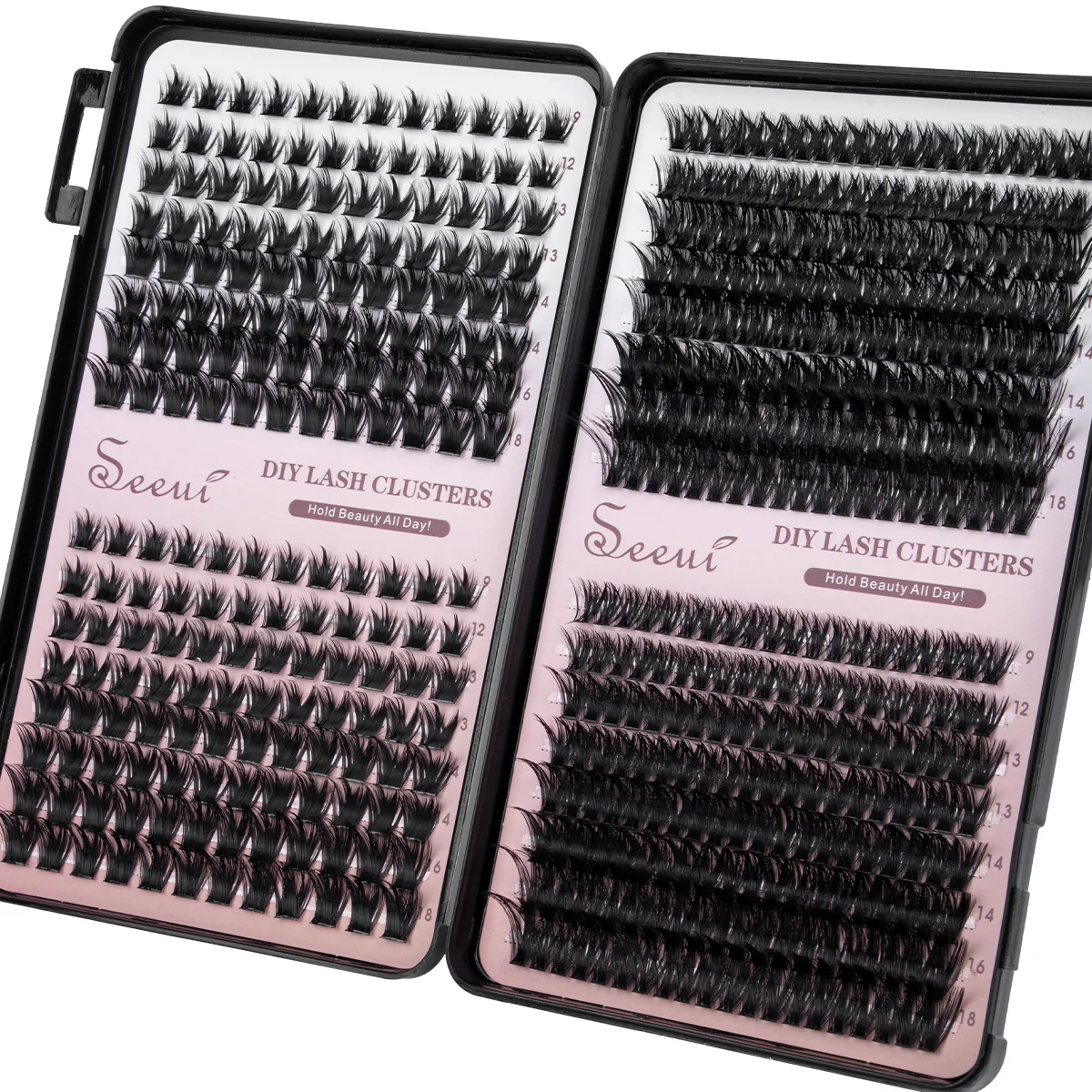Wimpernbüschel-Set, Einzelne Wimpernbüschel-Verlängerungen, Wispy-Wimpern mit Wimpernkleber und Versiegelungsmittel sowie Pinzetten, Mix-Stile, Halloween – Detail 3