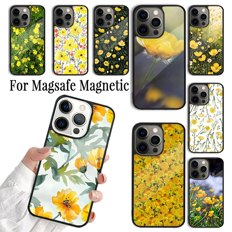Чехол для телефона Flowers 1 Buttercups для iPhone 17 16 15 14 13 12 11 Pro Max Plus, магнитный, для Magsafe