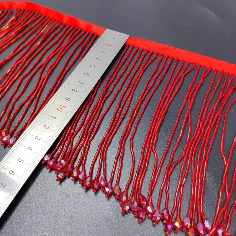 Glass Beads Trim Tassels15cm Wide DIY Decoration Stage Performance Dance wedding dress tassellace chain tassel accessories