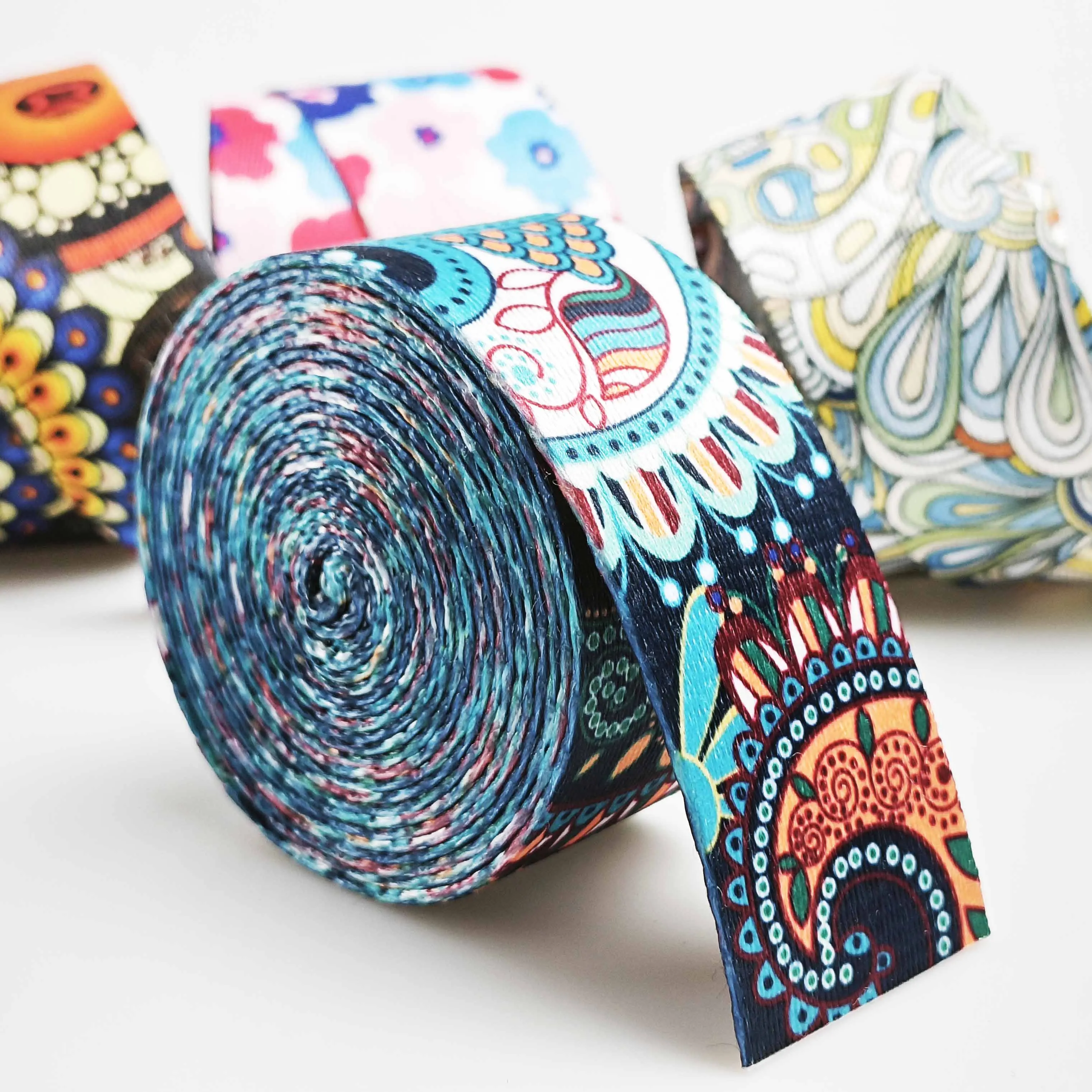 3 Yard 1.5 inch/3..80cm Floral Heat-transfer Printing Nylon Webbing Strap For Purse Bag DIY Crafting Sewing Projects
