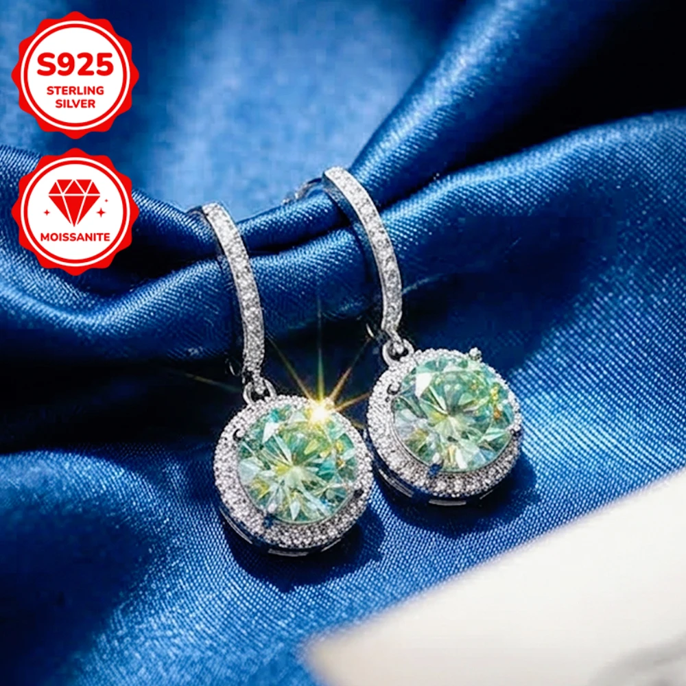 

1 пара серег с синтетическим муассанитом 1/2/3 карата, из стерлингового серебра S925, гипоаллергенные, стильный ювелирный подарок