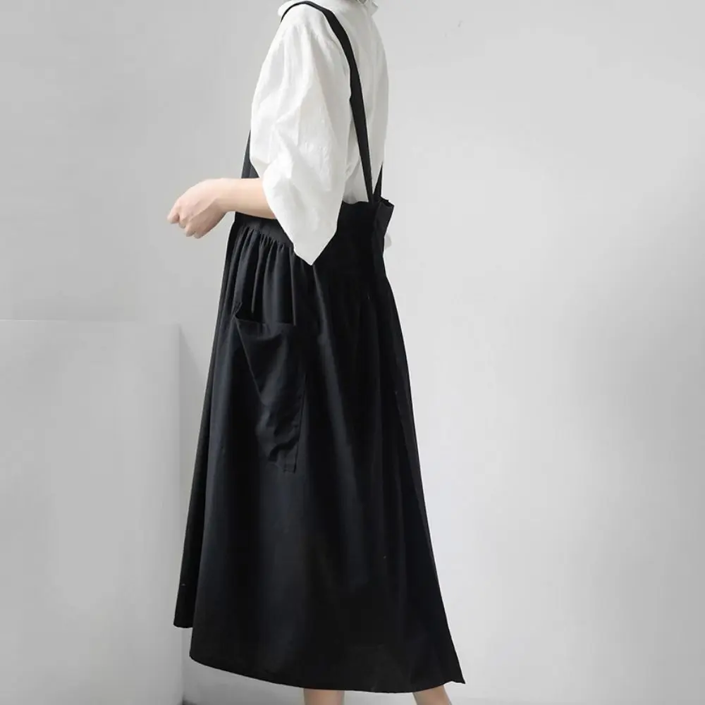 

Хлопковый фартук в корейском стиле с регулируемыми лямками, большой размер, водонепроницаемый, для кухни, сада и работы, повседневный, униформа для садоводства