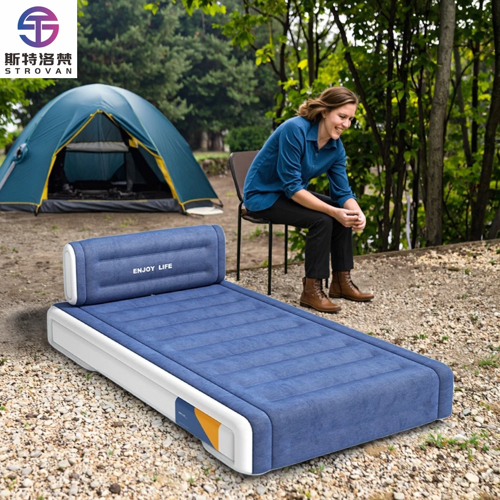

STLF WJW Single Extra Thick Elevated Outdoor Inflatable Air Mattress Auto-Infating Portable Foldable Bed for Indoor Nap Garden R
