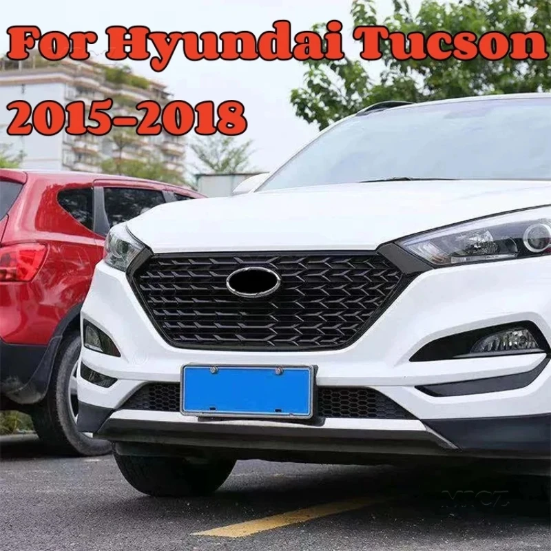 For Hyundai Tucson 2015-2018 CAR STYLING RACING GRILLE GRILL Car Accessories FRONT MASK COVER GRILLS with Logo