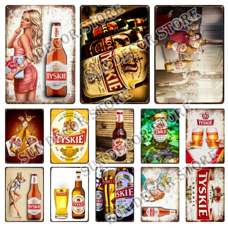 Poland TYSKIE Beer Brand Vintage Metal Tin Signs Retro Funny Poster Decor For Bar Pub Club Man Cave Wall Decoration A-1607C