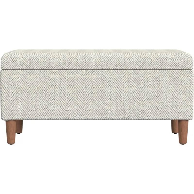 Malmo Decorative Storage Bench -Cream Chevron Woven