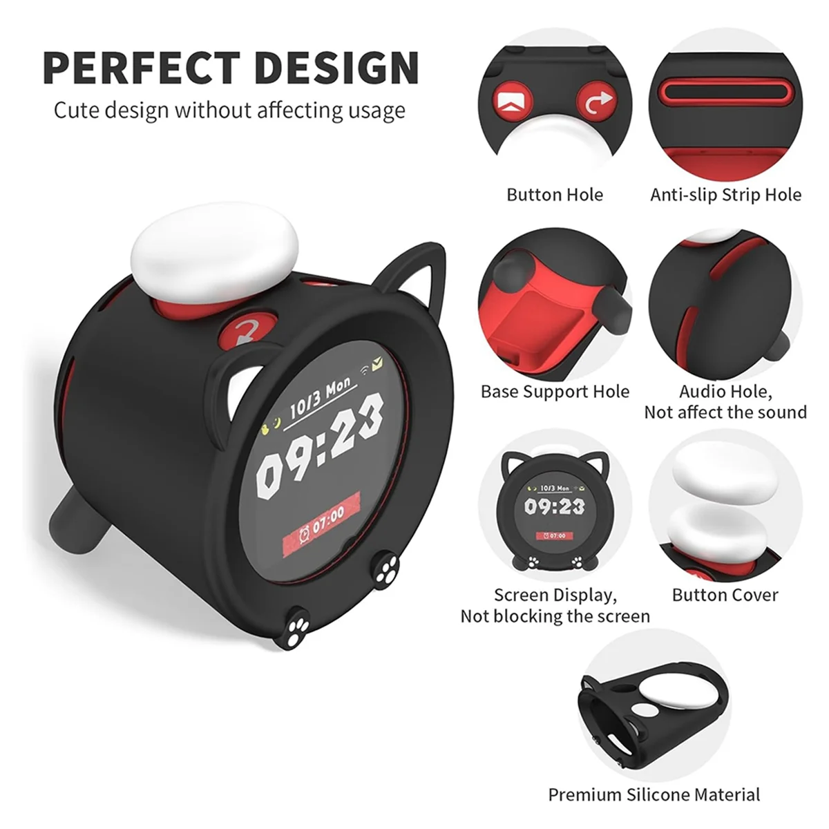 2025+ Cute Funny Kawaii Cartoon Silicone Case Cover for Sound Clock Alarmo, Anti-Scratch Shockproof Clock Protective