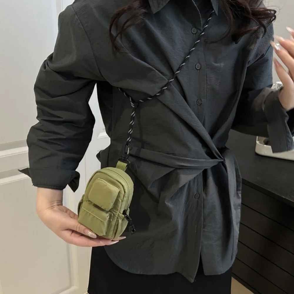 Nylonowa torebka na szyję w stylu koreańskim, wielofunkcyjna smycz, torba crossbody, hip-hopowy mini portfel, etui na szminkę i słuchawki dla dziewczyn.